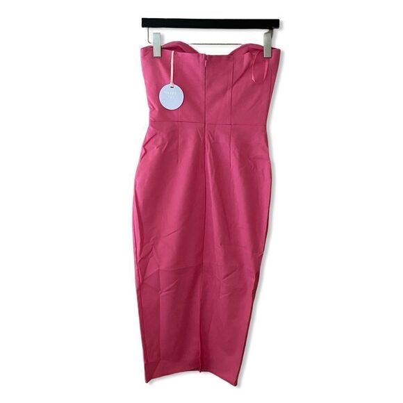 More To Come Sophia Midi Dress pink strapless sheath stretch Revolve new - Picture 4 of 10